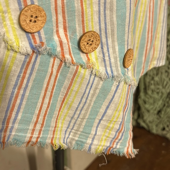 NWT Ali Miles Striped Linen/Cotton Tunic Women Sz Med Shirt Blouse Beach Cruise - Picture 6 of 9